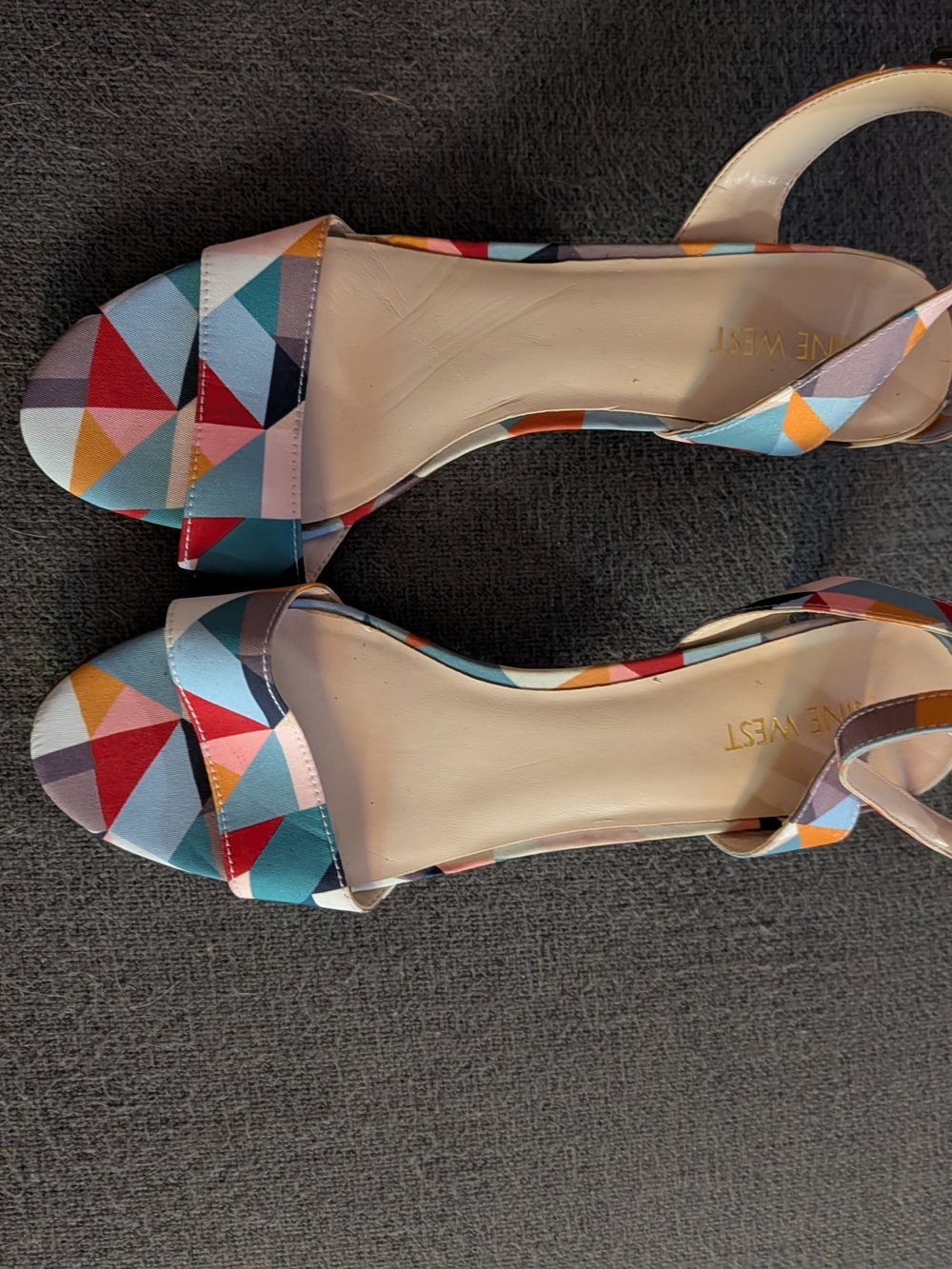 Nine West Multicolor Geometric Ankle-Strap Sandals